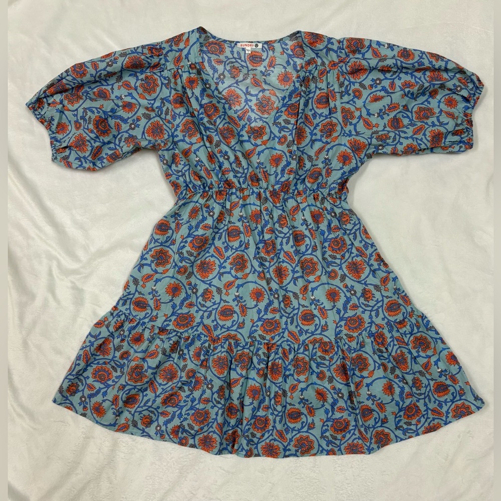 Sundry Blue and Pink Floral Mini Dress - Picture 4 of 12